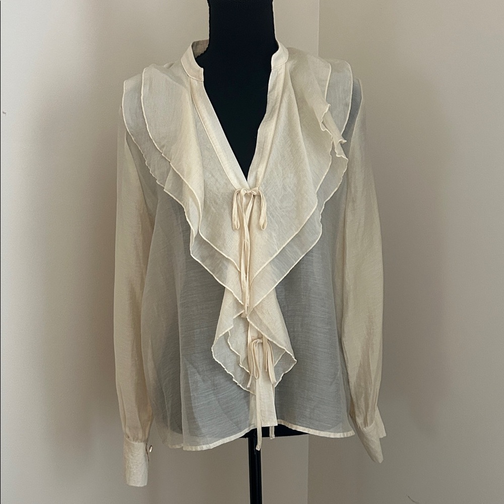 Zara Cream Ruffle Blouse